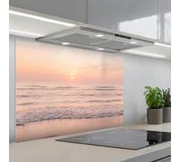 KitchenYeah© Paraschizzi Cucina Adesivo 60x90 cm Pannello Parete Paraspruzzi Rivestimento Sole - Spiaggia - Rosa