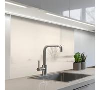 KitchenYeah© Paraschizzi Cucina Adesivo 80x100 cm Pannello Parete Paraspruzzi Pannelli Retro Albero - Nebbia - Neve - Inverno - Minimalista