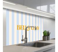 KitchenYeah© Paraschizzi Cucina Adesivo 80x100 cm Pannello Parete Paraspruzzi Pannelli Retro Arancione - Blu - A Strisce - Bella Ciao