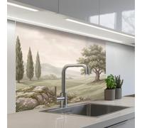 KitchenYeah© Paraschizzi Cucina Adesivo 80x100 cm Pannello Parete Paraspruzzi Pannelli Retro Collina - Alberi - Natura - Verde