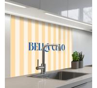 KitchenYeah© Paraschizzi Cucina Adesivo 80x100 cm Pannello Parete per Paraspruzzi Adesivi Muro Blu - Giallo - A Righe - Bella Ciao