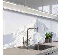 KitchenYeah© Paraschizzi Cucina Adesivo 80x300 cm Pannello Parete Paraspruzzi Pannelli Retro Montagna - Neve - Inverno - Natura - Bianco
