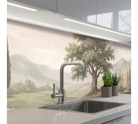 KitchenYeah© Paraschizzi Cucina Adesivo 80x400 cm Pannello Parete Paraspruzzi Pannelli Retro Collina - Alberi - Natura - Verde