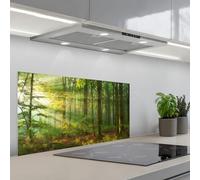 KitchenYeah© Paraschizzi Cucina Adesivo Pannello Parete Paraspruzzi | 45x90 cm - Pannelli retro Sole - Foresta - Alberi - Natura - Autunno