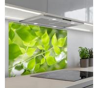 KitchenYeah© Paraschizzi Cucina Adesivo Pannello Parete Paraspruzzi Muro | 55x80 cm - Decorativo Natura - Primavera - Verde - Foglie