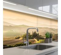 KitchenYeah© Paraschizzi Cucina Adesivo Pannello Parete Paraspruzzi Muro | 80x250 cm - Decorativo Paesaggio - Toscana - Luce mattutina