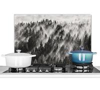 KitchenYeah© Paraschizzi Cucina Alluminio 60x40 cm Pannello Dietro Piano Cottura Fornelli a Gas Paraspruzzi Paesaggio - Nebbia - Foresta - Natura