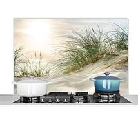 KitchenYeah© Paraschizzi Paraspruzzi per Cucina Lamiera Alluminio 100x65 cm Alzatina Top Decorazioni Cucine Dune - Isole Wadden - Acqua