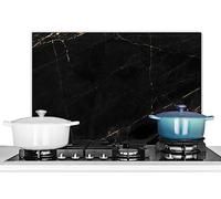 KitchenYeah© Paraschizzi Paraspruzzi per Cucina Lamiera Alluminio 70x50 cm Alzatina Top Decorazioni Cucine Marmo - Nero - Oro - Chic - Aspetto del Marmo - Design