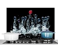 KitchenYeah© Paraschizzi Paraspruzzi per Cucina Lamiera Alluminio 80x55 cm Alzatina Top Decorazioni Cucine Frutti di Bosco - Acqua - Nero - Frutta - Lampone