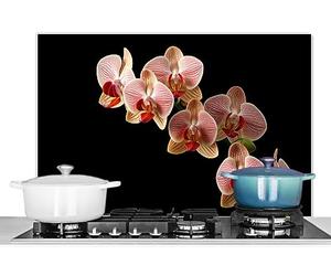 KitchenYeah© Paraschizzi Paraspruzzi per Cucina Lamiera Alluminio 90x60 cm Alzatina Top Decorazioni Cucine Fiori - Orchidea - Rosa - Botanica - Natura