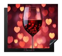 KitchenYeah© Protector Vitroceramica 58x51 cm Tapa para induccion Placa Encimera Cubre de Protectora Cocina Tinto - Vino - Corazón - Regalos San Valentin Hombre