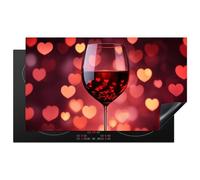KitchenYeah© Protector Vitroceramica 91x52 cm Tapa para induccion Placa Encimera Cubre de Protectora Cocina Tinto - Vino - Corazón - Regalos San Valentin Hombre
