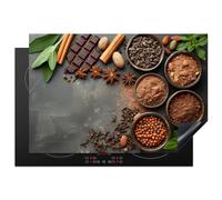 KitchenYeah© Protezione per Piano Induzione 78x52 cm Cucina Copri Fornelli Proteggi di Cottura Antiscivolo Tappetino Erbe - Cioccolato - Calcestruzzo - Spezie - Cacao