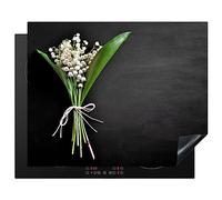 KitchenYeah© Protezione Piano Cottura Tappetino per Induzione 65x52 cm Cucina Proteggi Coprifornello Antiscivolo Mughetto - Fiori - Natura morta - Flora