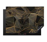 KitchenYeah© Protezione Piano Cottura Tappetino per Induzione 75x52 cm Cucina Proteggi Coprifornello Antiscivolo Nero - Forme - Oro