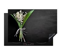 KitchenYeah© Protezione Piano Cottura Tappetino per Induzione 77x51 cm Cucina Proteggi Coprifornello Antiscivolo Mughetto - Fiori - Natura morta - Flora