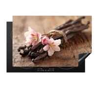KitchenYeah© Protezione Piano Cottura Tappetino per Induzione 81x52 cm Cucina Proteggi Coprifornello Antiscivolo Fiori - Rosa - Baccelli di vaniglia - Natura morta