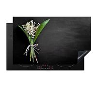 KitchenYeah© Protezione Piano Cottura Tappetino per Induzione 85x52 cm Cucina Proteggi Coprifornello Antiscivolo Mughetto - Fiori - Natura morta - Flora