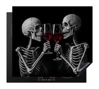 KitchenYeah© Protezione Piano Induzione 59x51 cm Cucina Copri Fornelli Proteggi di Cottura Antiscivolo Tappetino Teschi - Vino - Salute - Teschio - Nero