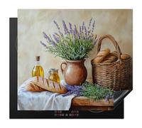 KitchenYeah© Protezione Piano Induzione 60x52 cm Cucina Copri Fornelli Proteggi di Cottura Antiscivolo Tappetino Lavanda - Pane - Natura Morta