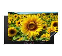 KitchenYeah© Protezione Piano Induzione 90x52 cm Cucina Copri Fornelli Proteggi di Cottura Antiscivolo Tappetino Girasole - Natura - Giallo - Fiori