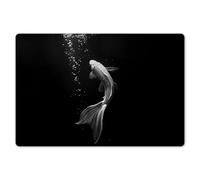 KitchenYeah© Set di Tovagliette Colazione Lavabili 6 Pezzi 45x30 cm Tovaglietta Americana in Plastica Colorata Antiscivolo Design Moderno Koi - Pesce - Bianco - Nero