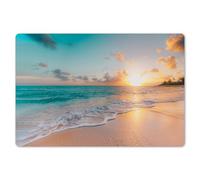 KitchenYeah© Set di Tovagliette Colazione Lavabili 6 Pezzi 45x30 cm Tovaglietta Americana in Plastica Colorata Antiscivolo Design Moderno Tramonto - Spiaggia - Mare - Estate - Blu