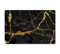 KitchenYeah© Set di Tovagliette Colazione Lavabili 6 Pezzi 45x30 cm Tovaglietta Americana in Plastica Colorata Antiscivolo Design Moderno Marmo - Oro - Nero - Effetto Marmo - Lusso - Glitter