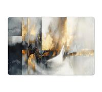 KitchenYeah© Set di Tovagliette Colazione Lavabili 6 Pezzi 45x30 cm Tovaglietta Americana in Plastica Colorata Antiscivolo Design Moderno Arte - Oro - Argento - Astratto