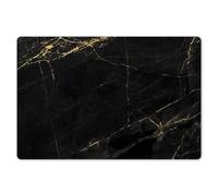 KitchenYeah© Set di Tovagliette Colazione Lavabili 6 Pezzi 45x30 cm Tovaglietta Americana in Plastica Colorata Antiscivolo Design Moderno Effetto Marmo - Lusso - Nero - Oro