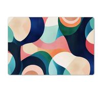 KitchenYeah© Set di Tovagliette Colazione Lavabili 6 Pezzi 45x30 cm Tovaglietta Americana in Plastica Colorata Antiscivolo Design Moderno Astratto - Blu - Rosa
