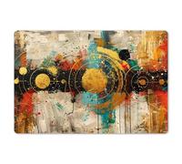 KitchenYeah© Set di Tovagliette Colazione Lavabili 6 Pezzi 45x30 cm Tovaglietta Americana in Plastica Colorata Antiscivolo Design Moderno Arte - Astratto - Estetico - Oro