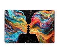 KitchenYeah© Set di Tovagliette Colazione Lavabili 6 Pezzi 45x30 cm Tovaglietta Americana in Plastica Colorata Antiscivolo Design Moderno Arte - Colorato - Donna - Arte - Astratto - Volti