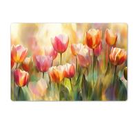KitchenYeah© Set di Tovagliette Colazione Lavabili 6 Pezzi 45x30 cm Tovaglietta Americana in Plastica Colorata Antiscivolo Design Moderno Tulipani - Fiaba - Colorati