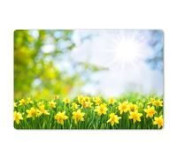 KitchenYeah© Set Tovagliette Americane Lavabili 6 Pezzi 45x30 cm Tovaglietta Plastica Rettangolare Antiscivolo per Cucina o Sala da Pranzo Fiori - Primavera - Giallo