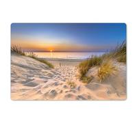 KitchenYeah© Set Tovagliette Americane Lavabili 6 Pezzi 45x30 cm Tovaglietta Plastica Rettangolare Antiscivolo per Cucina o Sala da Pranzo Duna - Tramonto - Orizzonte - Spiaggia - Erba