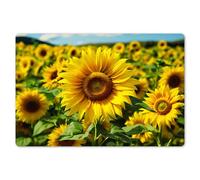 KitchenYeah© Set Tovagliette Americane Lavabili 6 Pezzi 45x30 cm Tovaglietta Plastica Rettangolare Antiscivolo per Cucina o Sala da Pranzo Girasole - Giallo - Natura - Fiori