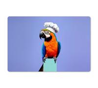 KitchenYeah© Set Tovagliette Americane Lavabili 6 Pezzi 45x30 cm Tovaglietta Plastica Rettangolare Antiscivolo per Cucina o Sala da Pranzo Pappagallo - Cappello Da Cuoco - Uccello - Bello