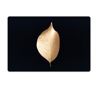 KitchenYeah© Set Tovagliette Americane Lavabili 6 Pezzi Tovaglietta | 45x30 cm - Rettangolare - Plastica Antiscivolo per Cucina o Sala da Pranzo Foglie - Oro - Nero - Piante - Lusso