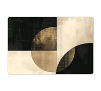 KitchenYeah© Tovagliette Americane Lavabili in Vinile 6 Pezzi 45x30 cm Tovaglietta Colazione Plastificata Rettangolare Stile Elegante Astratto - Forme Geometriche - Nero - Oro