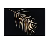 KitchenYeah© Tovagliette Americane Lavabili in Vinile 6 Pezzi Tovaglietta | 45x30 cm - Rettangolare - Colazione Plastificata Stile Elegante Piante - Oro - Nero - Foglie - Lusso