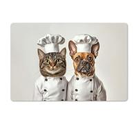 KitchenYeah© Tovagliette Americane Lavabili in Vinile 6 Pezzi Tovaglietta | 45x30 cm - Rettangolare - Colazione Plastificata Stile Elegante Gatto - Cane - Vestiti da Cuoco