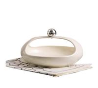 KITCISSL Centrotavola Moderno Design Svuotatasche Ingresso in Ceramica, Svuota Tasche Soggiorno Vassoi Decorativi Soprammobili Porta Caramelle Telefono Monete Orologi Vassoio(L Beige)