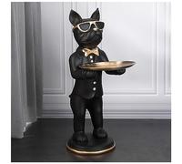 KITCISSL Scultura di Cane Statua Grande Centrotavola Moderno Design Svuotatasche Ingresso, Svuota Tasche da Ingresso Moderno Vassoio Porta Caramelle Moneta Orologi Vassoio, Regalo (Color : Black)