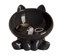 KITCISSL Svuotatasche Ingresso Vassoio Portachiavi Scultura A Forma di Gatto, Centrotavola Vassoio Portachiavi Svuota Tasche Soggiorno Ornamento Decorazioni per Soggiorno Moderno(Black)