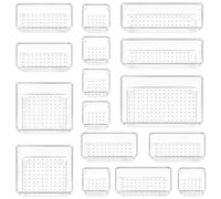 KITDAHOM 16 pezzi Inserto per cassetti - organizer plastica - plastica trasparente - sistema di organizzazione per cassetti - 4 dimensioni - per scrivania, ufficio, cucina, bagno