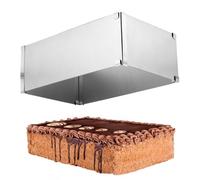 KITDAHOM Stampo Rettangolare Torta Regolabile con Divisore - 10 cm Altezza Anello per Torte Rettangolare, 28x18 a 52x32 cm, Acciaio Inox, Adatto alla Lavastoviglie, per Cottura e Torte