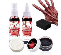 kitdiTrucco Del Sangue Falso Di Generico Halloween | Spray Per Sangue In Finto Rosso Realistico Con Sapone Detergente - Vampi Di Vampiro A Zombi Lavabili Attraversa Un Look Spaventoso Con Il Nostro