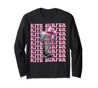 Kite Surfer Kite Surf Kiteboarder Girl Coquette Bow Rosa Maglia a Manica